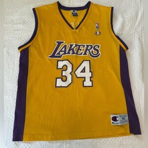 VTG CHAMPION LA Lakers Shaquille O’Neal #34 Basketball Jersey Adult 40 Yellow